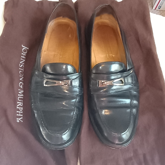 Johnston & Murphy Other - Vintage Johnston & Murphy Black Leather Bit Loafers Men's 9D Slip On w/ Dust Bag